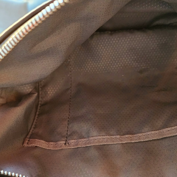 TUMI Small Laptop Backpack Blue Camo Cady Drawstring Black Leather Trim - Picture 3 of 9